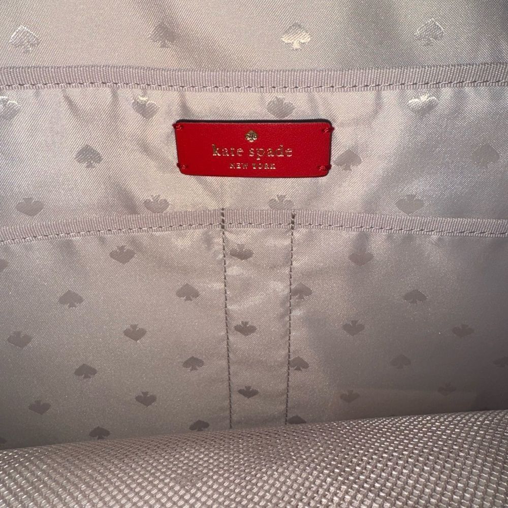 Kate Spade NY Chelsea Nylon Laptop Sleeve Crossbody Bag With Strap in Red & Gold - Picture 11 of 14